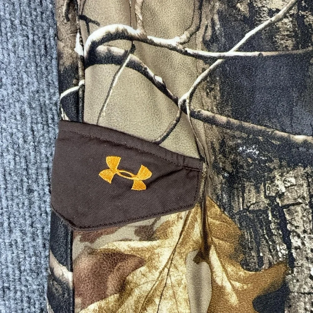 Under Armour Camo Pants Boys XL Brown Fleece Lined Thermal Cargo Hunting YXL
